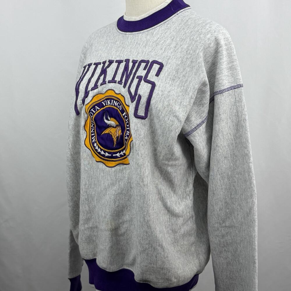 Vintage 90s The Game Minnesota Vikings Crewneck Sweatshirt Logo Athletic USA M - Picture 4 of 7